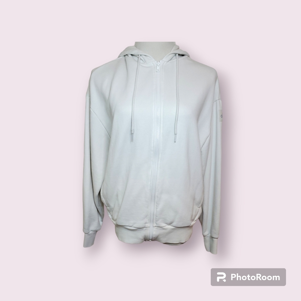 ALO Yoga Cream/Off-White Zip-Up Hoodie Size Small
